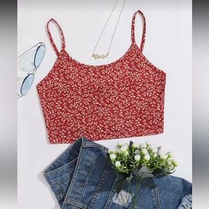 Red Floral Crop Top